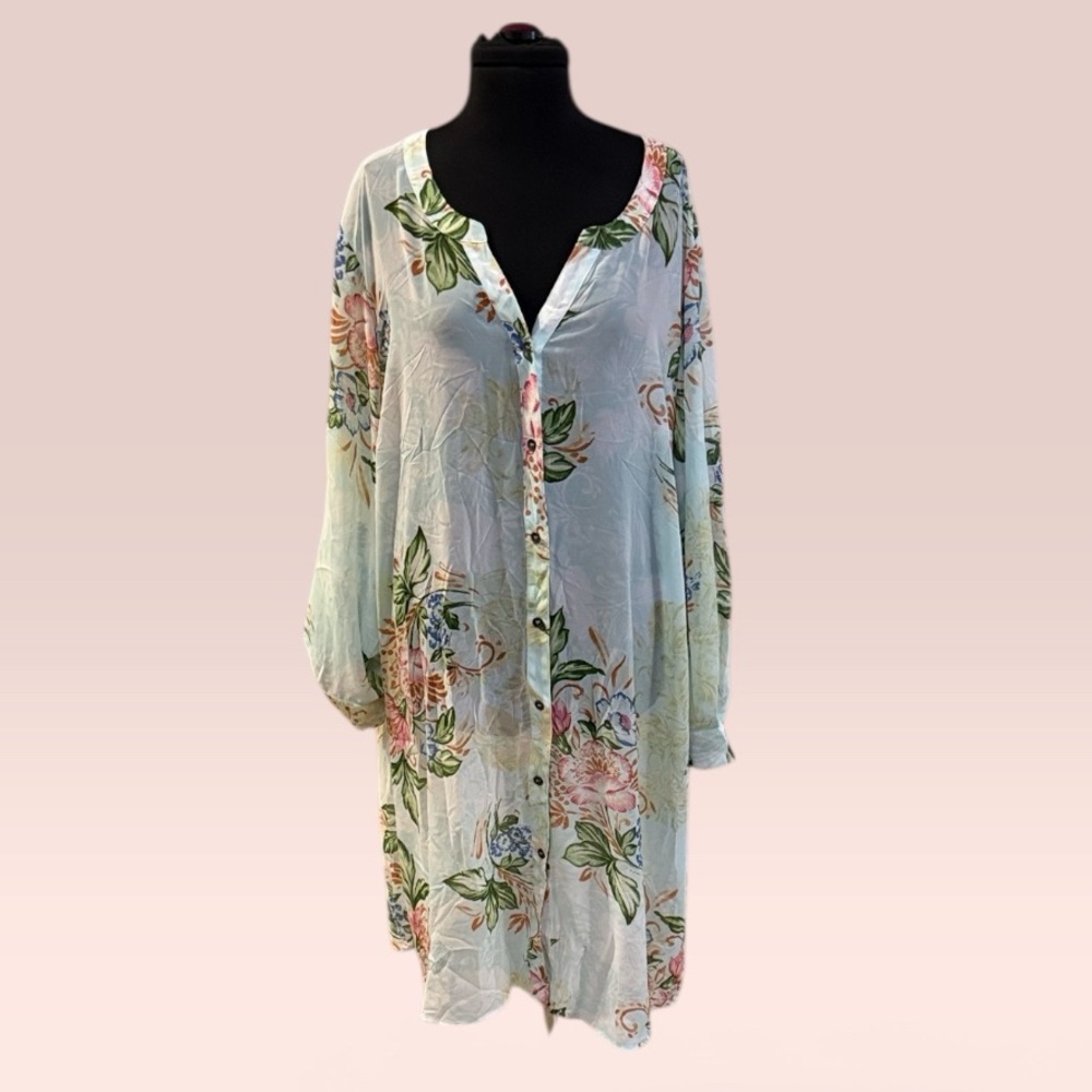Catherines Pastel Floral Top with Pink & Green Details